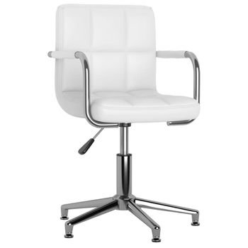 Silla De Oficina Giratoria De Cuero Sintético Blanco