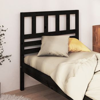 Cabecero De Cama Madera Maciza De Pino Negro 81x4x100 Cm