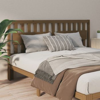 Cabecero De Cama Madera Maciza Pino Marrón Miel 125,5x4x100 Cm