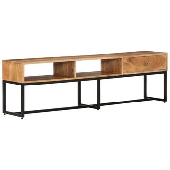 Mueble De Tv Madera Maciza De Acacia 160x30x45 Cm Marrón