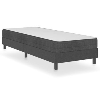 Cama Box Spring Tela Gris Oscuro 90x200 Cm