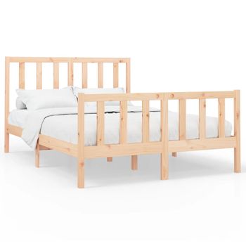 Estructura De Cama Madera Maciza De Pino 120x200 Cm Marrón