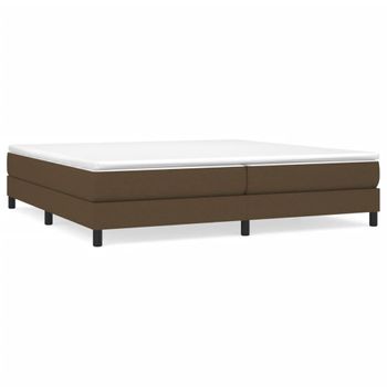 Cama Box Spring Con Colchón Tela Marrón Oscuro 200x200 Cm