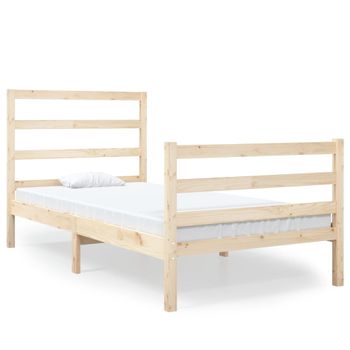 Estructura De Cama Madera Maciza De Pino 90x190 Cm Marrón