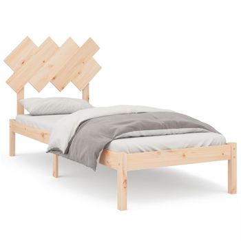 Estructura De Cama Individual Pequeña Madera Maciza 90x190 Cm Marrón