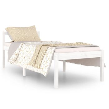 Cama Para Personas Mayores Madera Maciza Pino Blanca 90x200 Cm