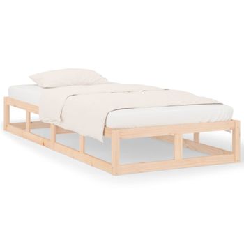 Estructura De Cama De Madera Maciza 90x200 Cm Marrón