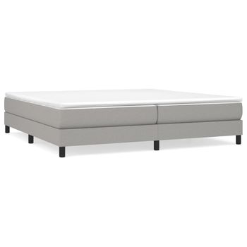 Cama Box Spring Con Colchón Tela Gris Claro 200x200 Cm