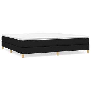 Cama Box Spring Con Colchón Tela Negro 200x200 Cm