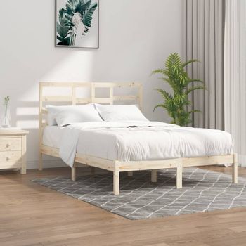 Estructura De Cama Madera Maciza De Pino 140x190 Cm