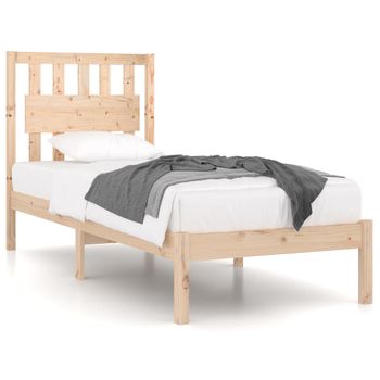 Estructura De Cama Madera Maciza De Pino 90x190 Cm Marrón