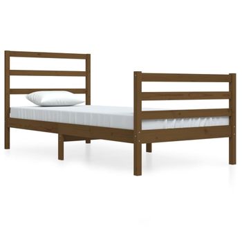 Estructura De Cama Madera Maciza Pino Marrón Miel 90x200 Cm