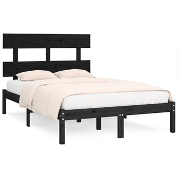 Estructura De Cama Madera Maciza De Pino Negro 120x200 Cm