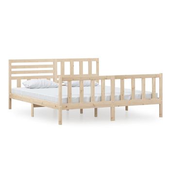 Estructura De Cama De Madera Maciza 180x200 Cm Marrón