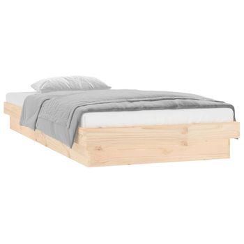 Estructura De Cama Con Led Madera Maciza 75x190 Cm Marrón