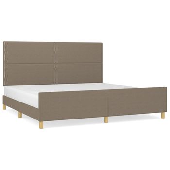 Estructura De Cama Con Cabecero De Tela Gris Taupe 200x200 Cm Gris Topo