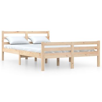 Estructura De Cama Madera Maciza 150x200 Cm Marrón