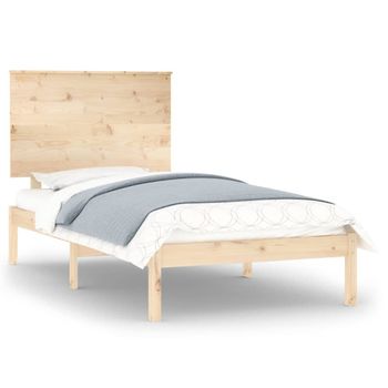 Estructura De Cama De Madera Maciza De Pino 90x200 Cm Marrón