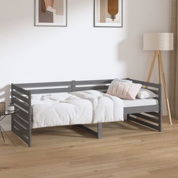 Sofá Cama Madera Maciza De Pino Gris 90x190 Cm