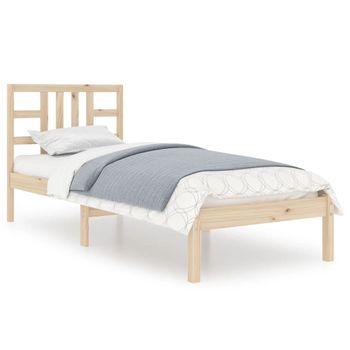 Estructura De Cama Madera Maciza 90x190 Cm Marrón