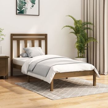 Estructura De Cama Madera Maciza Marrón Miel 100x200 Cm