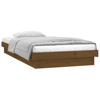 Estructura Cama Individual Madera Maciza Marrón Miel 75x190 Cm