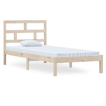 Estructura De Cama Madera Maciza De Pino 100x200 Cm Marrón