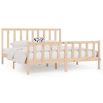 Estructura De Cama De Madera Maciza 200x200 Cm Marrón