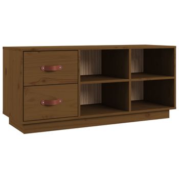 Banco Zapatero Madera Maciza De Pino Marrón Miel 100x34x45 Cm