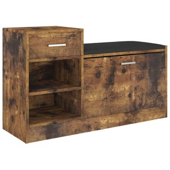 Banco Zapatero Madera De Ingeniería Roble Ahumado 94,5x31x57 Cm Marrón