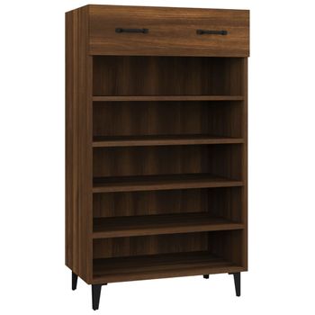 Mueble Zapatero Madera Contrachapada Roble Marrón 60x35x105 Cm