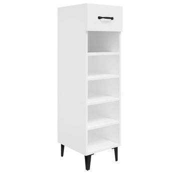 Mueble Zapatero Madera Contrachapada Blanco Brillo 30x35x105 Cm