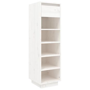 Mueble Zapatero De Madera Maciza De Pino Blanco 30x34x105 Cm