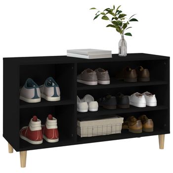 Mueble Zapatero Madera Contrachapada Negro 102x36x60 Cm