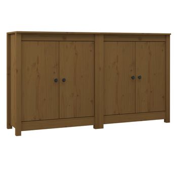 Aparador 2 Uds De Madera Maciza De Pino Marrón 70x35x80 Cm