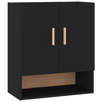 Armario De Pared Madera Contrachapada Negro 60x31x70 Cm