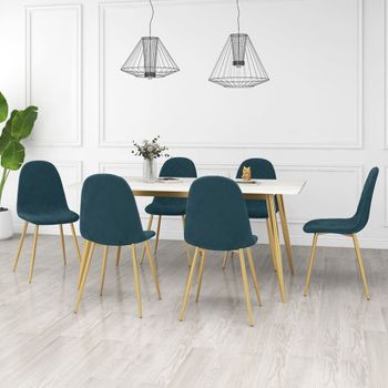 Sillas De Comedor 6 Unidades Terciopelo Azul