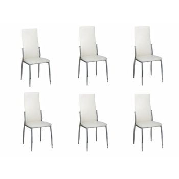 Sillas De Comedor 6 Unidades Cuero Sintético Blanco