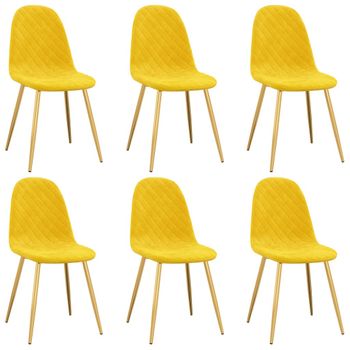 Sillas De Comedor 6 Uds Terciopelo Amarillo Mostaza