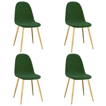 Sillas De Comedor 4 Unidades Terciopelo Verde Oscuro