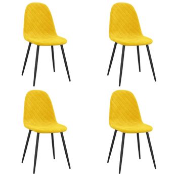 Sillas De Comedor 4 Uds Terciopelo Amarillo Mostaza