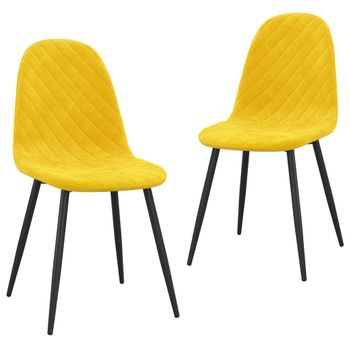 Sillas De Comedor 2 Uds Terciopelo Amarillo Mostaza