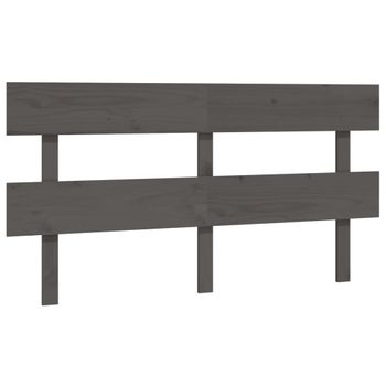 Cabecero De Cama Madera Maciza De Pino Gris 154x3x81 Cm