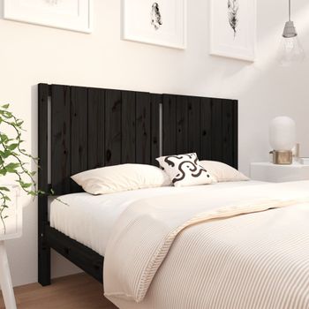 Cabecero De Cama Madera Maciza De Pino Negro 145,5x4x100 Cm