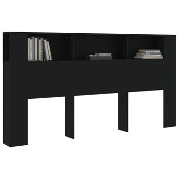 Mueble Cabecero Negro 200x18,5x104,5 Cm