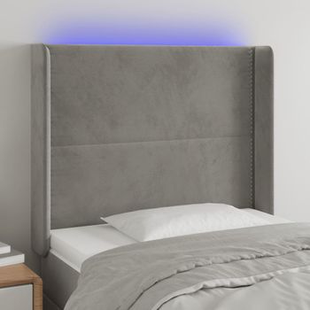 Cabecero Con Led De Terciopelo Gris Claro 103x16x118/128 Cm