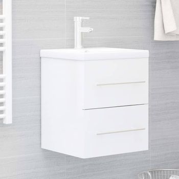 Armario Para Lavabo Aglomerado Blanco Brillante 41x38,5x48 Cm