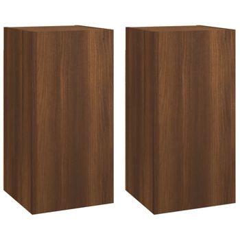 Muebles Para Tv 2 Uds Contrachapado Roble Marrón 30,5x30x60 Cm