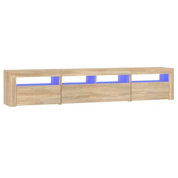 Mueble De Tv Con Luces Led Roble Sonoma 210x35x40 Cm Marrón