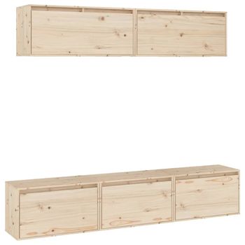 Muebles Para Tv 5 Piezas Madera Maciza De Pino Marrón